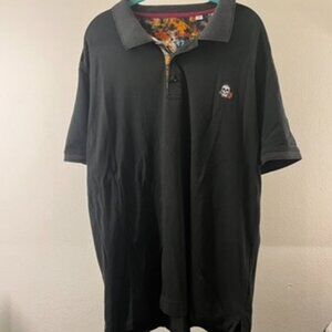 Robert Graham Skull Polo Shirt Black 2XL Colorful Trim Embroidered Logov